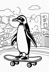 Penguin in Skatepark